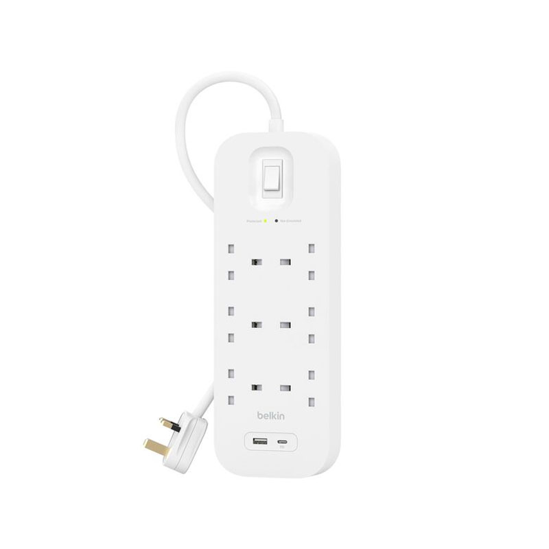 Belkin 6-Outlet 2M USB A + C Surge Protection Strip