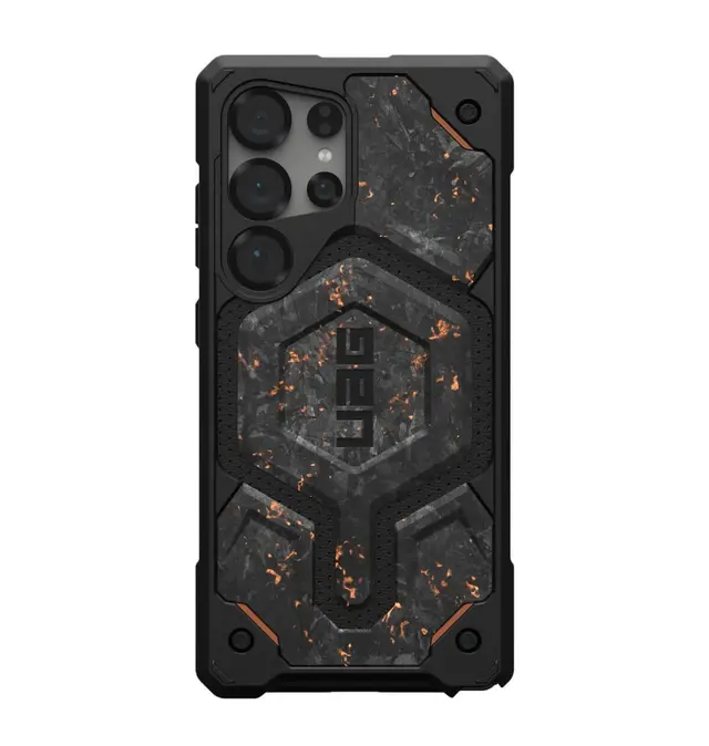 UAG Forged Carbon with Copper Limited Edition Monarch Pro case for Galaxy S25 Ultra clone